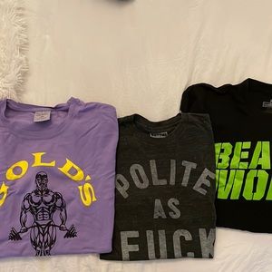 Lot of 3 mens shirts gym size large gold’s gym nice lot mens tshirts large